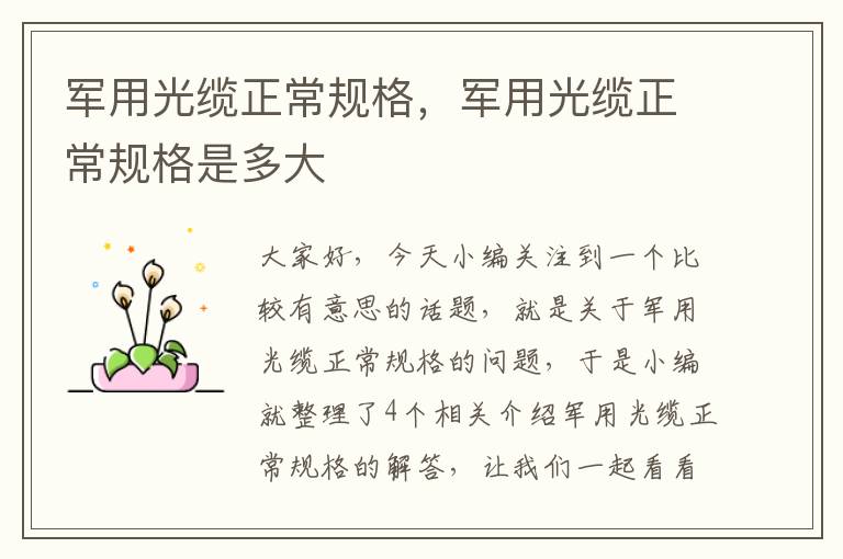 军用光缆正常规格,军用光缆正常规格是多大