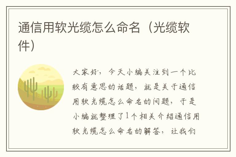 通信用软光缆怎么命名(光缆软件)