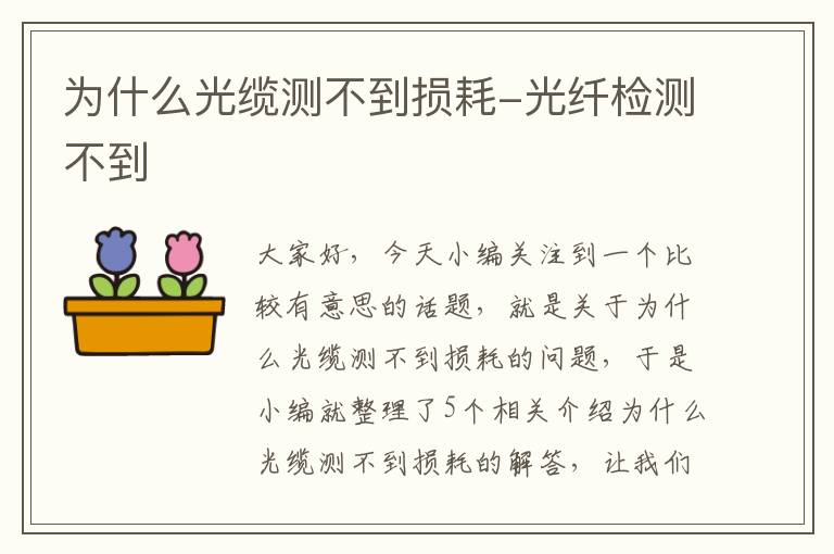 为什么光缆测不到损耗-光纤检测不到