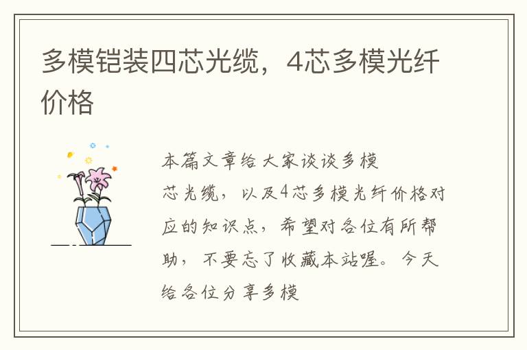 多模铠装四芯光缆,4芯多模光纤价格