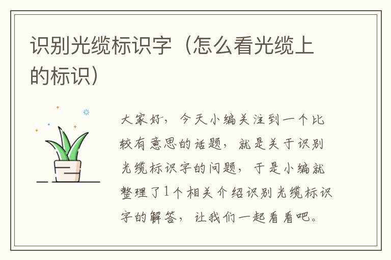 识别光缆标识字(怎么看光缆上的标识)