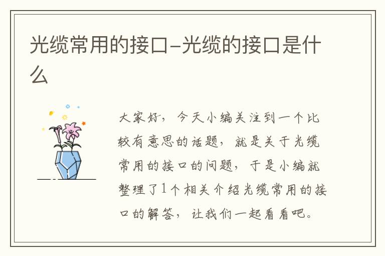 光缆常用的接口-光缆的接口是什么