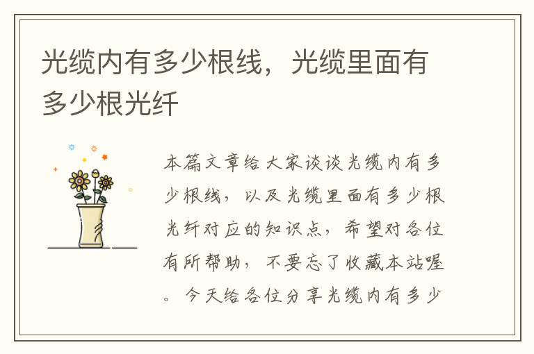 光缆内有多少根线,光缆里面有多少根光纤