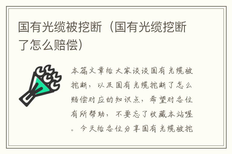 国有光缆被挖断(国有光缆挖断了怎么赔偿)