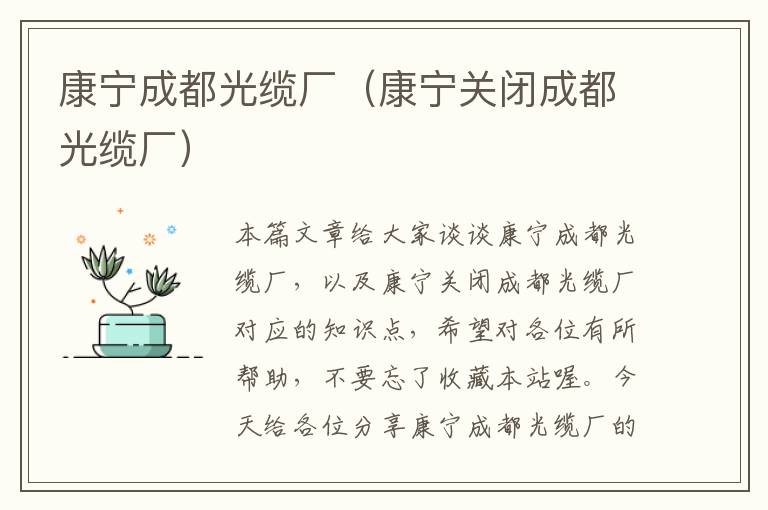 康宁成都光缆厂(康宁关闭成都光缆厂)