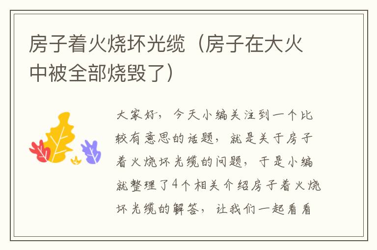 房子着火烧坏光缆(房子在大火中被全部烧毁了)