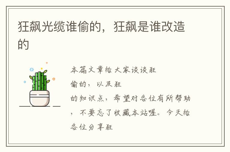 狂飙光缆谁偷的,狂飙是谁改造的