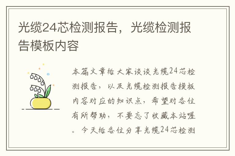 光缆24芯检测报告，光缆检测报告模板内容
