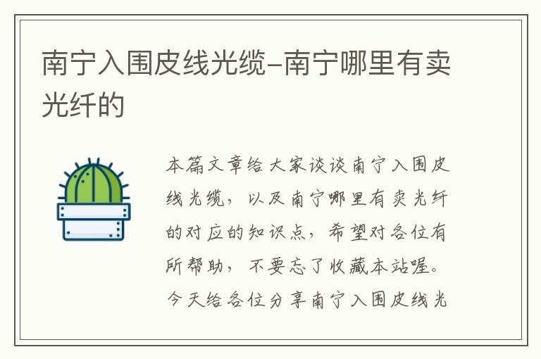 南宁入围皮线光缆-南宁哪里有卖光纤的