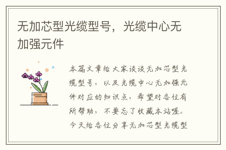 无加芯型光缆型号,光缆中心无加强元件