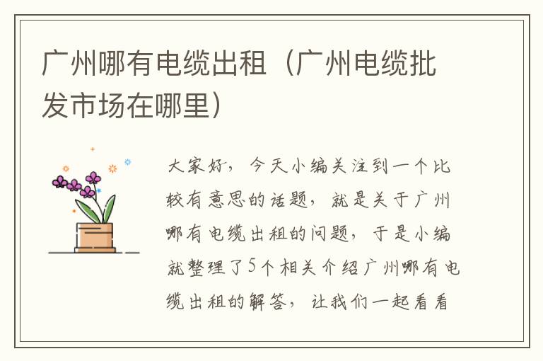 广州哪有电缆出租(广州电缆批发市场在哪里)