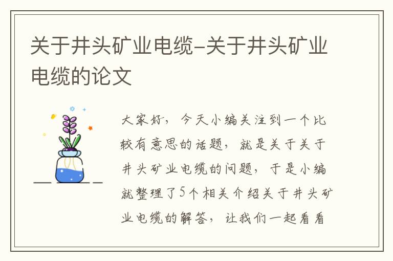 关于井头矿业电缆-关于井头矿业电缆的论文
