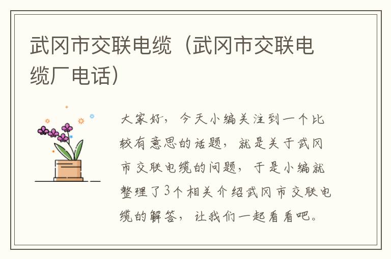 武冈市交联电缆(武冈市交联电缆厂电话)