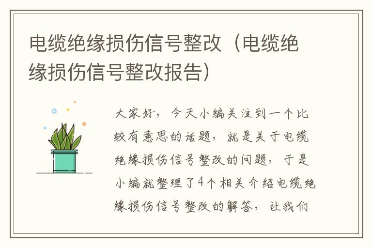 电缆绝缘损伤信号整改(电缆绝缘损伤信号整改报告)