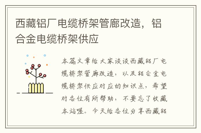 西藏铝厂电缆桥架管廊改造,铝合金电缆桥架供应