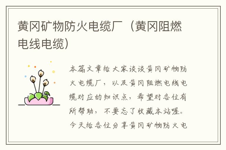 黄冈矿物防火电缆厂(黄冈阻燃电线电缆)