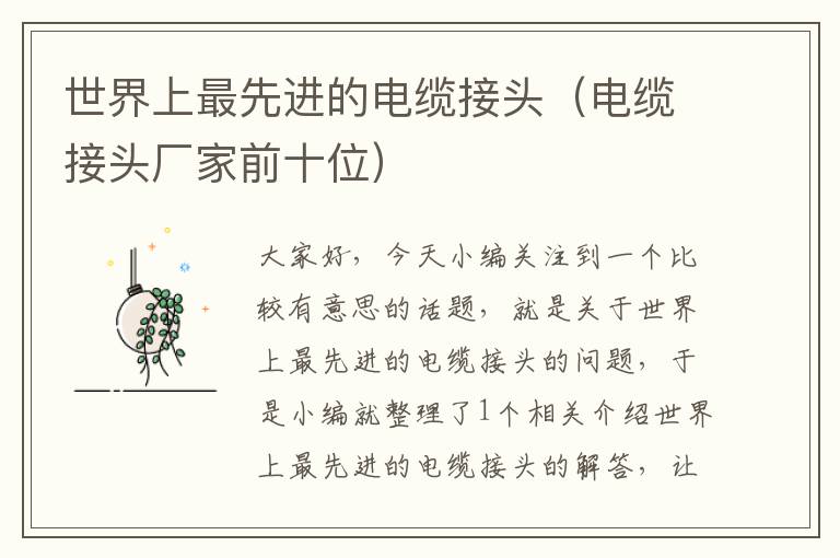 世界上最先进的电缆接头(电缆接头厂家前十位)