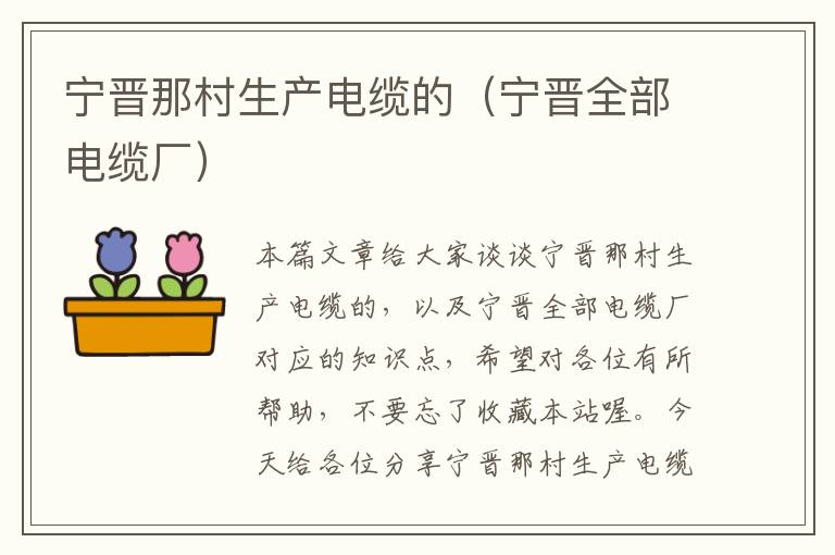 宁晋那村生产电缆的(宁晋全部电缆厂)