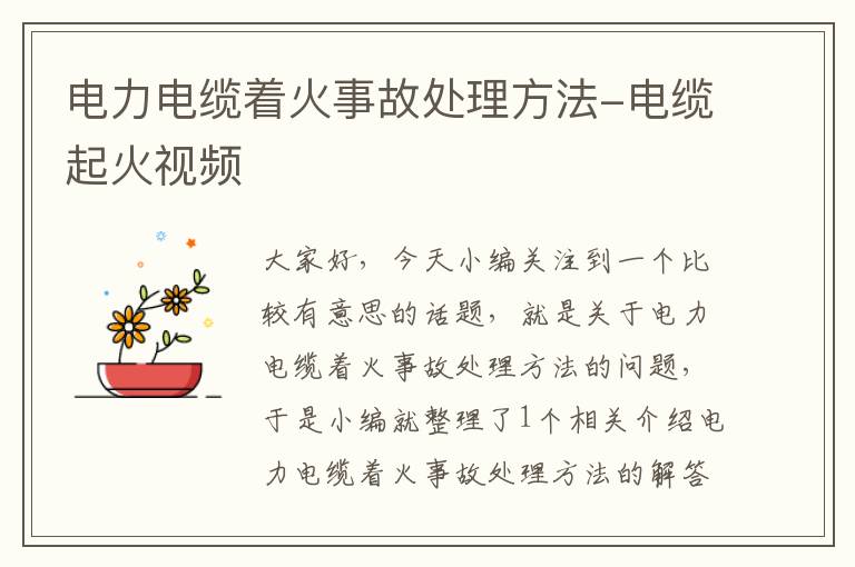 电力电缆着火事故处理方法-电缆起火视频