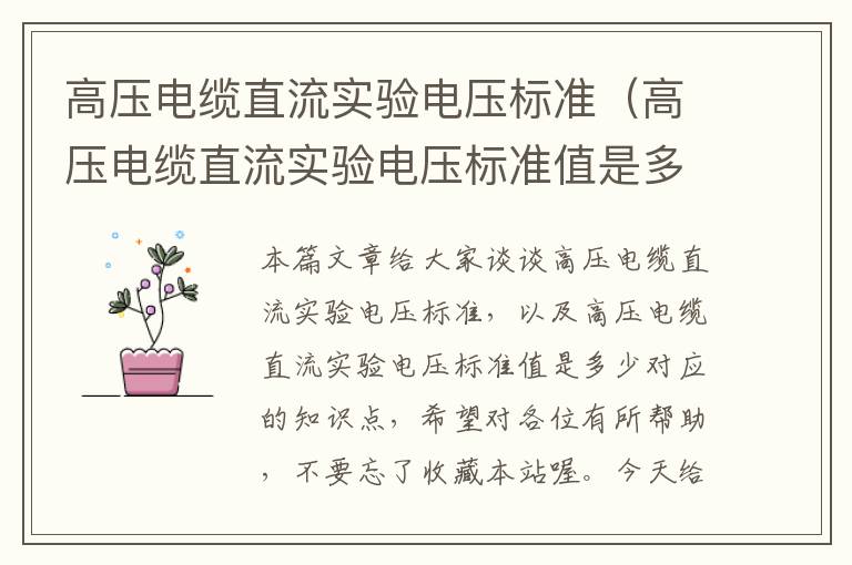 高压电缆直流实验电压标准(高压电缆直流实验电压标准值是多少)