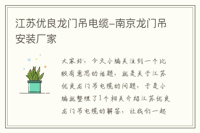 江苏优良龙门吊电缆-南京龙门吊安装厂家