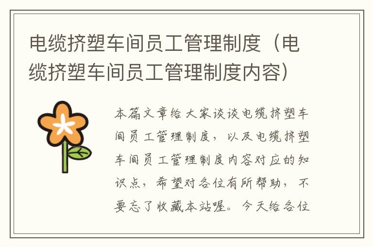 电缆挤塑车间员工管理制度(电缆挤塑车间员工管理制度内容)