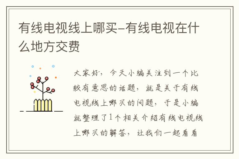 有线电视线上哪买-有线电视在什么地方交费