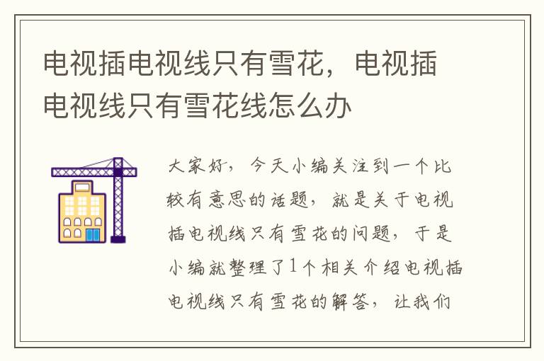 电视插电视线只有雪花,电视插电视线只有雪花线怎么办
