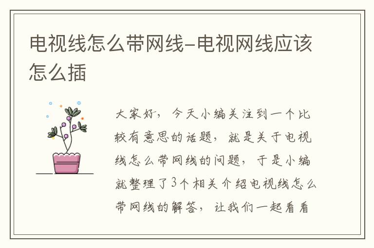 电视线怎么带网线-电视网线应该怎么插