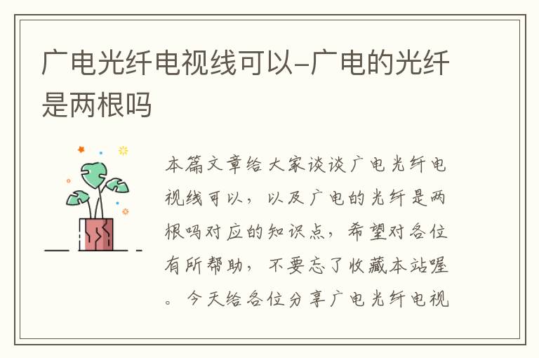 广电光纤电视线可以-广电的光纤是两根吗