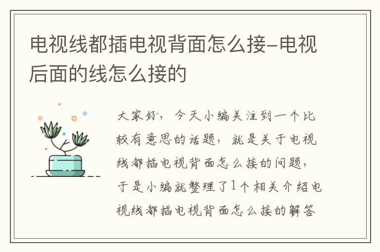 电视线都插电视背面怎么接-电视后面的线怎么接的