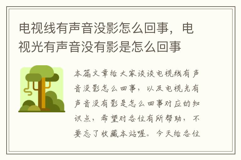 电视线有声音没影怎么回事,电视光有声音没有影是怎么回事