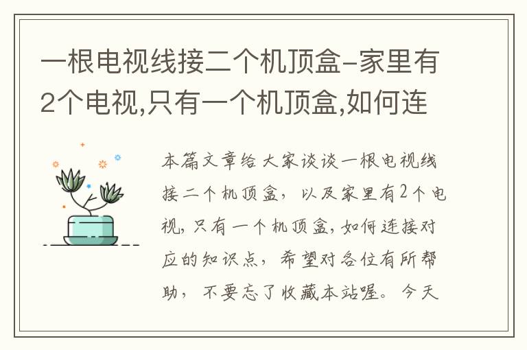 一根电视线接二个机顶盒-家里有2个电视,只有一个机顶盒,如何连接