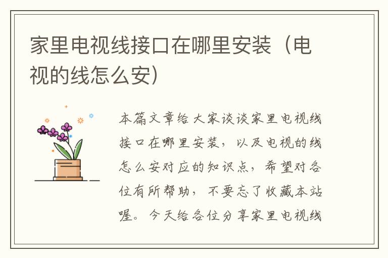 家里电视线接口在哪里安装(电视的线怎么安)