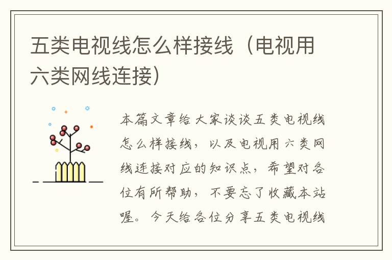 五类电视线怎么样接线（电视用六类网线连接）