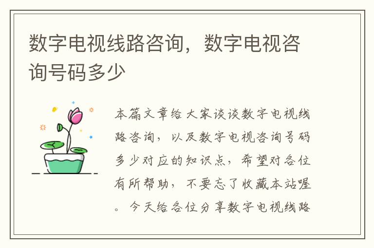 数字电视线路咨询,数字电视咨询号码多少