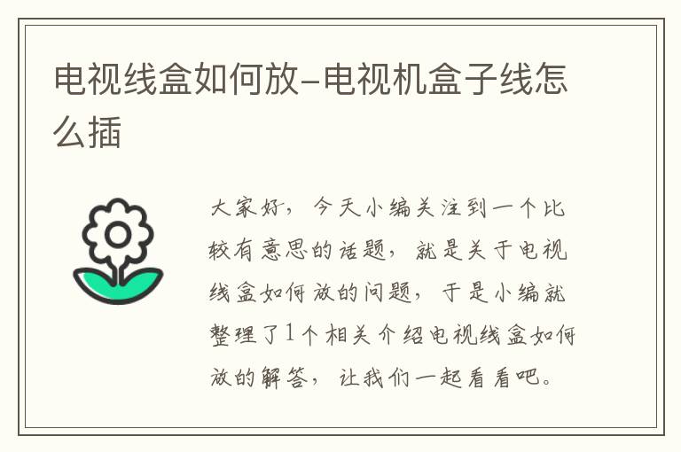 电视线盒如何放-电视机盒子线怎么插