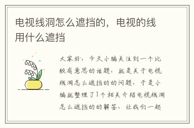 电视线洞怎么遮挡的,电视的线用什么遮挡