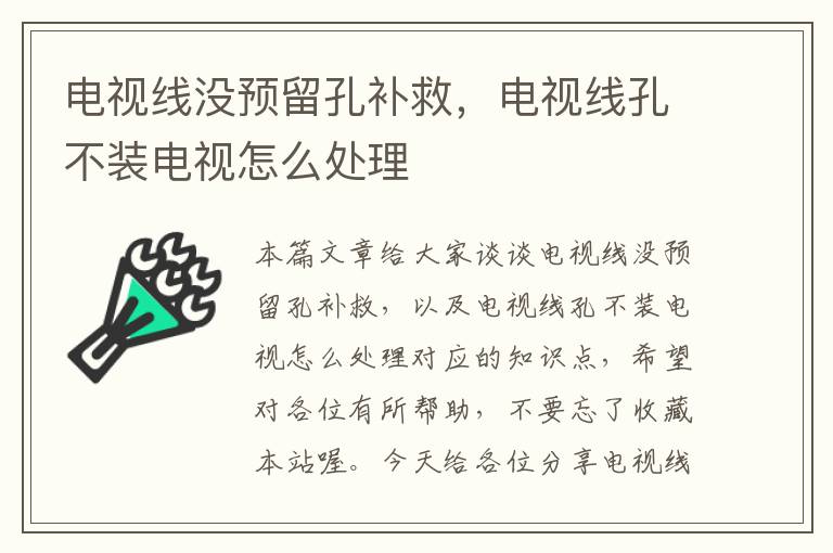电视线没预留孔补救,电视线孔不装电视怎么处理