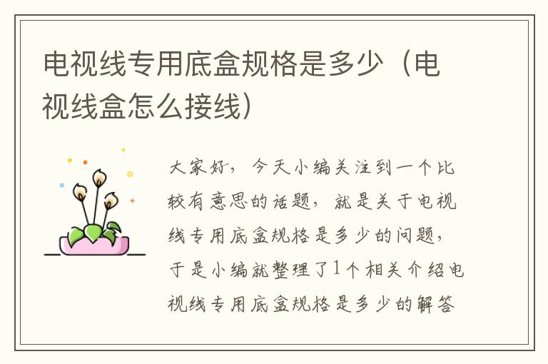 电视线专用底盒规格是多少(电视线盒怎么接线)
