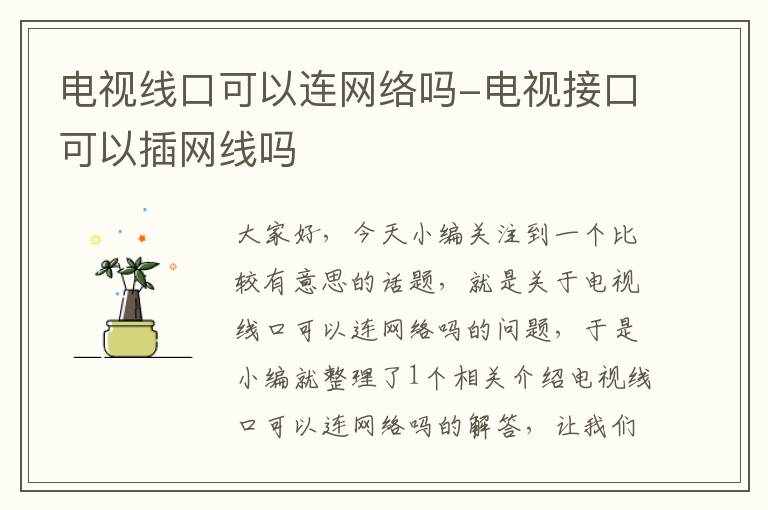 电视线口可以连网络吗-电视接口可以插网线吗