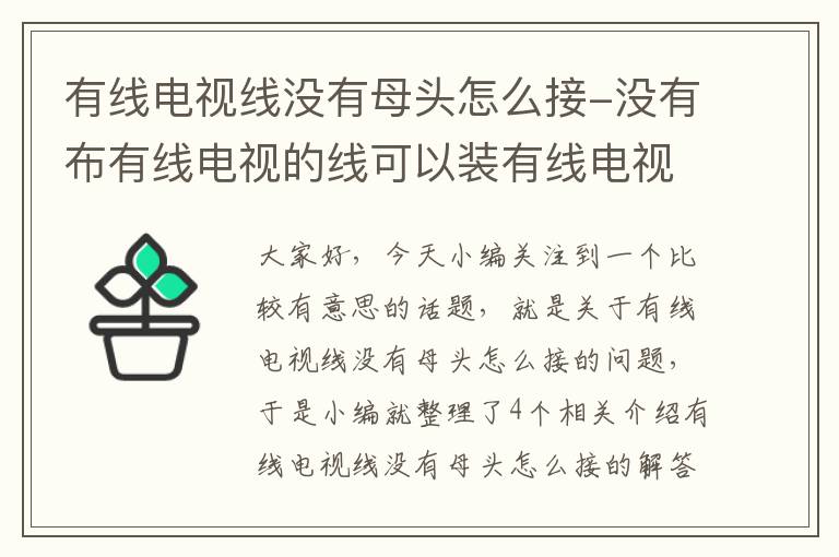 有线电视线没有母头怎么接-没有布有线电视的线可以装有线电视吗?