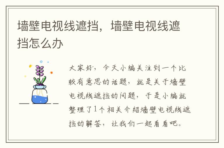 墙壁电视线遮挡,墙壁电视线遮挡怎么办