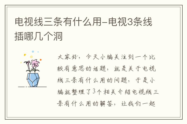 电视线三条有什么用-电视3条线插哪几个洞