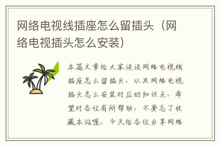 网络电视线插座怎么留插头(网络电视插头怎么安装)