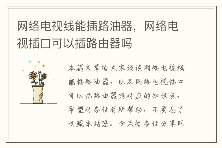 网络电视线能插路油器,网络电视插口可以插路由器吗