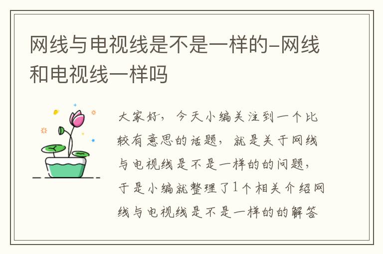 网线与电视线是不是一样的-网线和电视线一样吗