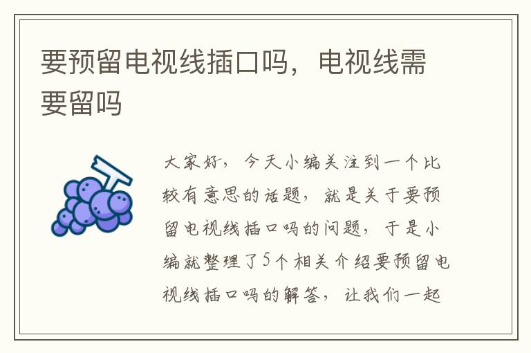 要预留电视线插口吗,电视线需要留吗