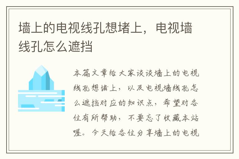 墙上的电视线孔想堵上,电视墙线孔怎么遮挡