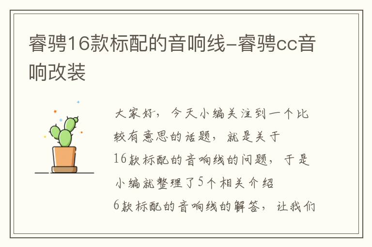 睿骋16款标配的音响线-睿骋cc音响改装